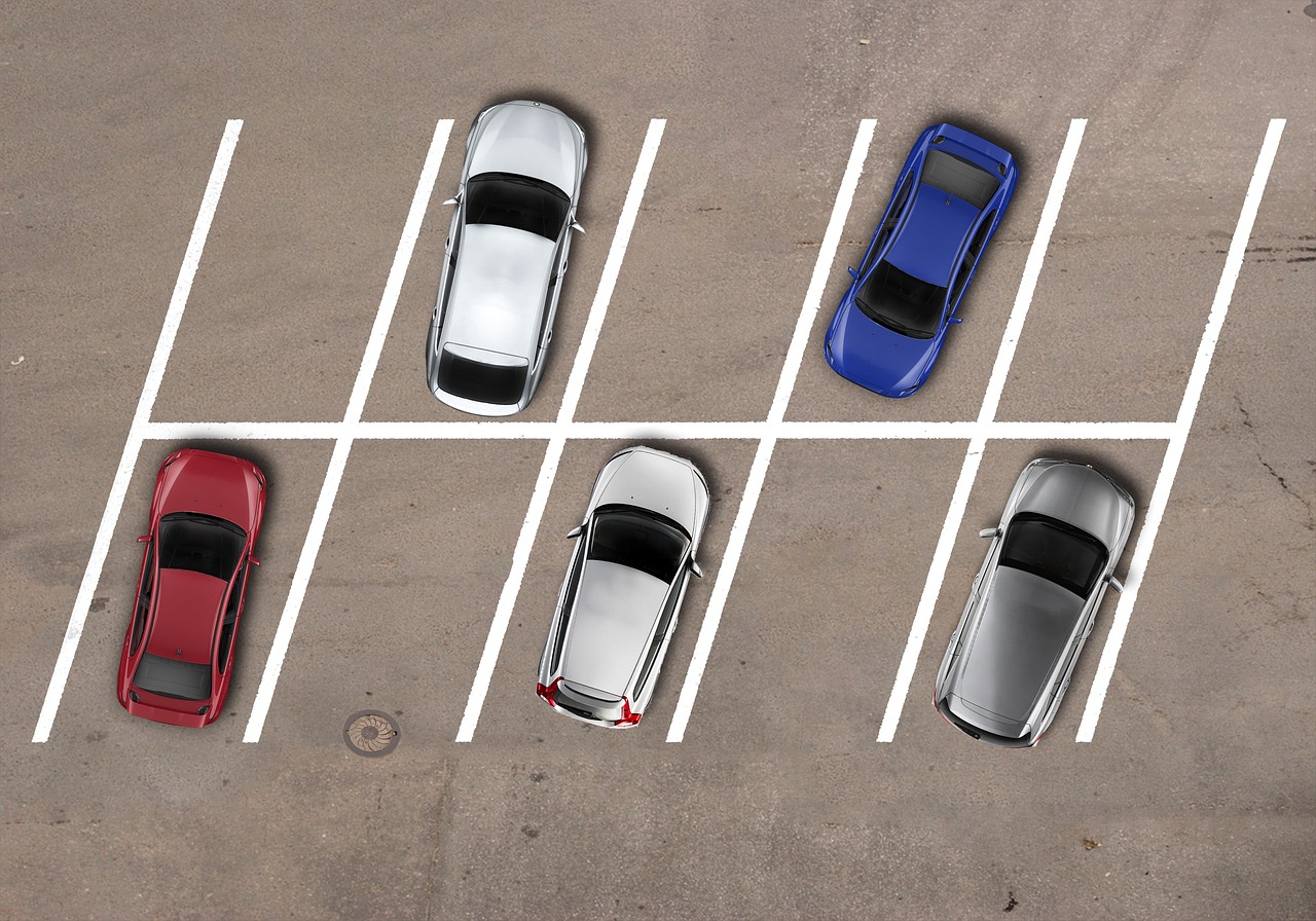 Parking lot overhead view for parking utilization survey context